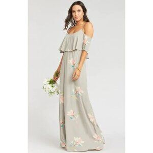 SHOW ME YOUR MUMU Gray Floral CAITLIN Cold Shoulder Maxi Dress XXL